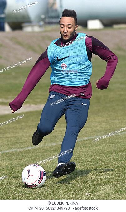 Nathal Redmond of England national U21 football team in action during the preparation training for European Championship in Olomouc, Czech Republic, March 24