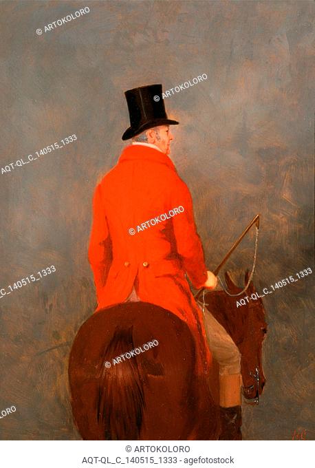 Portrait of Thomas Cholmondeley, 1st Lord Delamere, on His Hunter (study for ""The Cheshire Hunt at Tatton Park"") Signed in red paint, lower right: ""HC""
