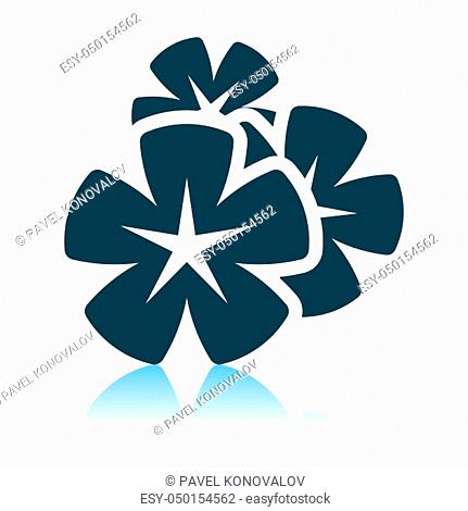 Frangipani Flower Icon. Shadow Reflection Design. Vector Illustration