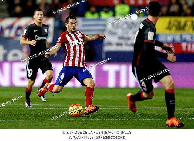 2015 La Liga Football Atletico de Madrid v Athletic Club Bilbao Dec 13th. 13.12.2105. Madrid, Spain. Jorge Resurreccion Merodio (6) Atletico de Madrid shoots...