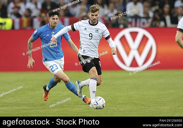 firo: 14.06.2022, Fuvuball, football: DFB national team, men, UEFA Nations League, GER, Germany, Germany - Italy 5:2 individual action, Timo Werner, GER