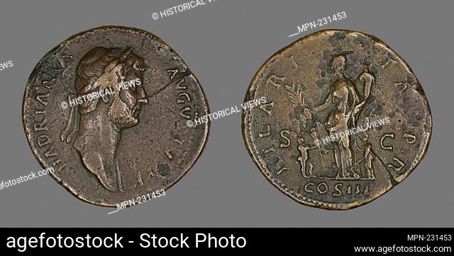 Sestertius (Coin) Portraying Emperor Hadrian - AD 128/132 - Roman, minted in Rome - Artist: Ancient Roman, Origin: Roman Empire, Date: 128 AD–132 AD