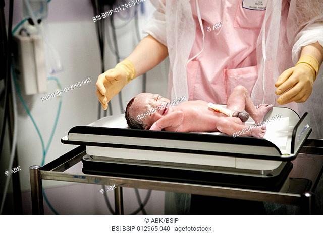 Photo essay at the maternity of Saint Maurice hospital in France. Birth of premature twins