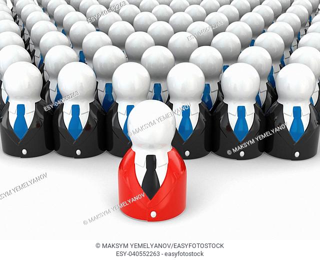 Concept of team leader. People on white background. 3d