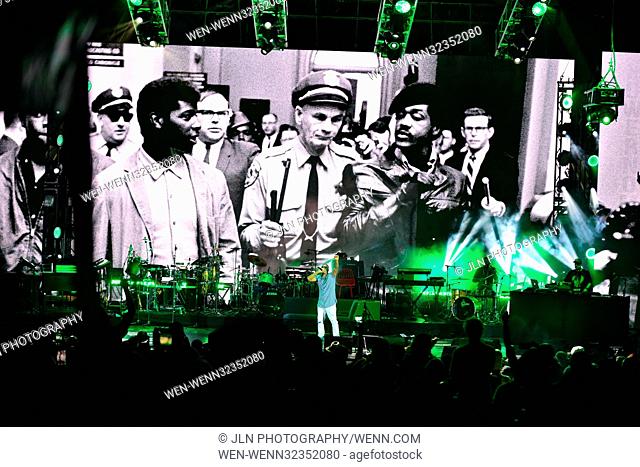 Ms Lauryn Hill and Nas perform on stage during the Powernomics tour at Bayfront Park Amphitheater in downtown Miami Featuring: Nas Where: Miami, Florida