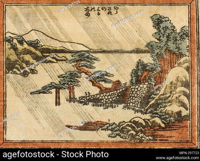 Author: Katsushika Hokusai. Night Rain at Karasaki (Karasaki no yoru no ame), from the series Eight Views of Omi in Etching Style (Doban Omi hakkei) - 1804 - 16...