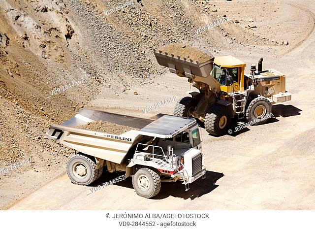 Truck working in a quarry, Pedrera Sevilla. Andalusia Spain. Europe