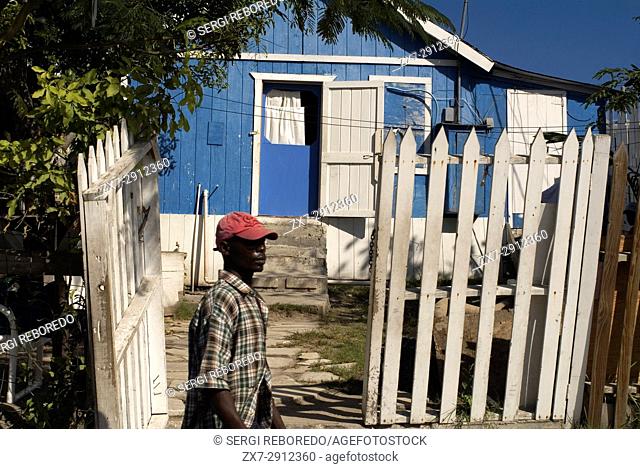 Typical houses in Dunmore Town, Harbour Island, Eleuthera. Bahamas