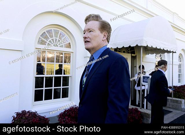 US comedian and television host Conan O'Brien walks outside the West Wing during a visit to the White House in Washington, DC, USA, 15 December 2023