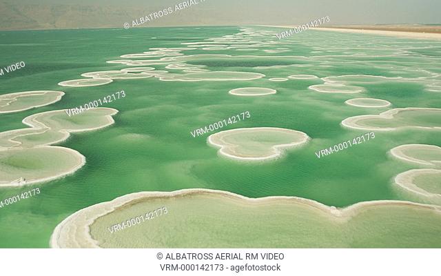 Dead Sea water surface bird eye view