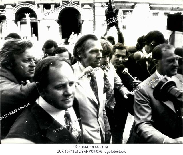 Dec. 12, 1974 - Mr. Stonehouse Appears in court in Melbourne: Mr. John Stonehouse the missing MP who turned up in Australia after vanishing from Miami beach in...