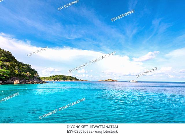 Beautiful landscape clear blue water sea of Honeymoon Bay is a famous attractions for diving at Ko Miang in Mu Koh Similan island National Park