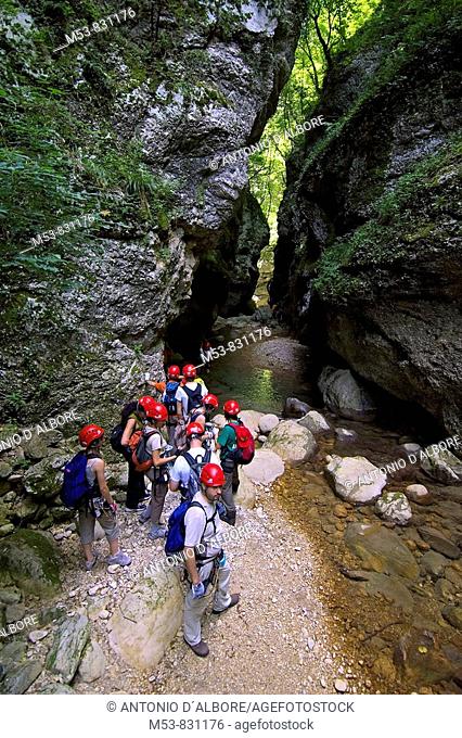 a group of people in the gorge of caccaviola province of benevento campania italy europe