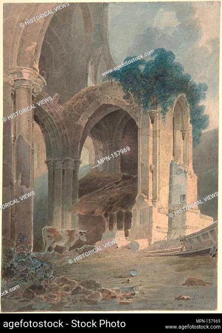 Rievaulx Abbey, Yorkshire. Artist: John Sell Cotman (British, Norwich 1782-1842 London); Date: 1803; Medium: Watercolor and graphite with scratching out;...