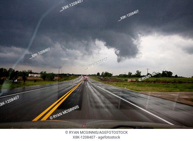Driving while storm chasing with Vortex 2 in Oklahoma, May 10, 2010  Note motion blur  Project Vortex 2 is a two year science mission to study the origins of...