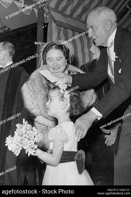 Queen Mother at Wedding Lord Fermoy. December 8, 1954