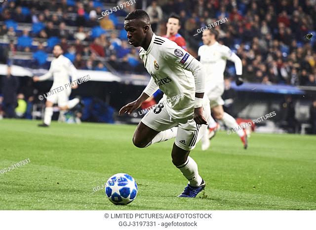 Vinicius Junior (forward; Real Madrid) in action during the UEFA Champions League match between Real Madrid and PFC CSKA Moscva at Santiago Bernabeu on December...