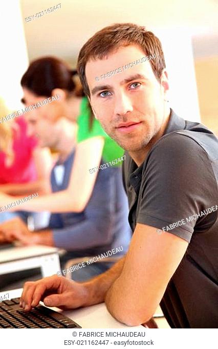 Portrait of young adult attending training class