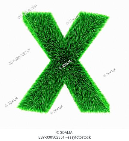 3d render of a letter X made of grass