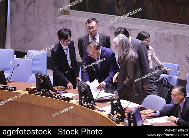 United Nations, New York, USA, November 10, 2023 - Zhang Jun, Permanent Representative of China to the United Nations and President of the Security Council for...