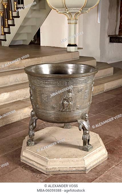 Germany, Schleswig-Holstein, Rendsburg, town, St. Mary's Church, baptismal cymbal