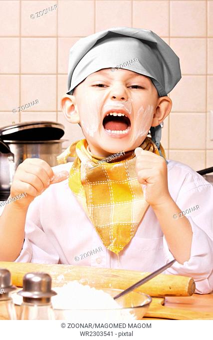 Shouting little cook
