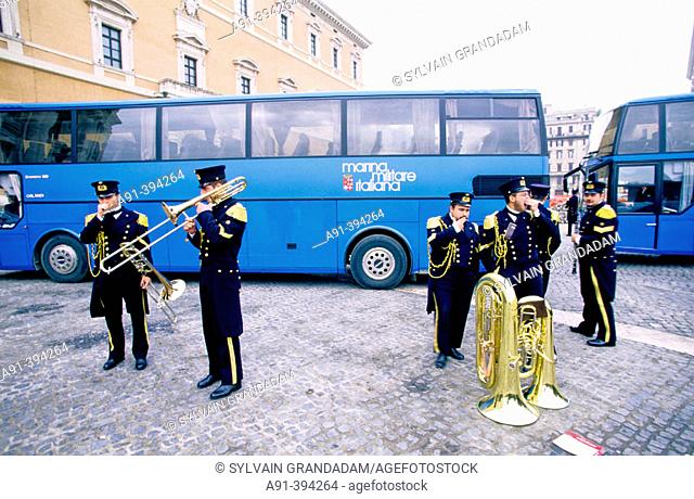 Brass band by San Giovanni in Laterano basilica, Rome. Lazio, Italy
