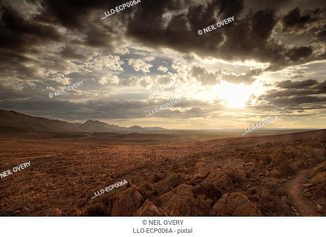 Scenic View of the Swartberg Mountains at Sunset  Western Cape Province, South Africa