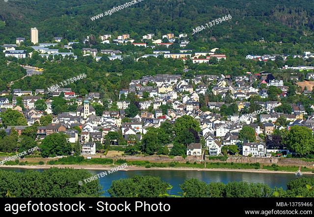 View from Rittersturz on Horchheim and the Rhine Valley, Koblenz, Rhineland-Palatinate, Germany, Europe