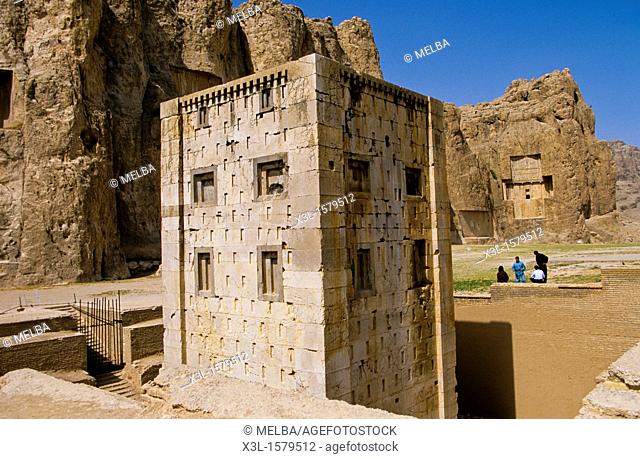 Kaaba-ye Zardosht and tomb of Darius II at the achaemenid burial site Naqsh-e Rostam, Rustam near Persepolis  Iran