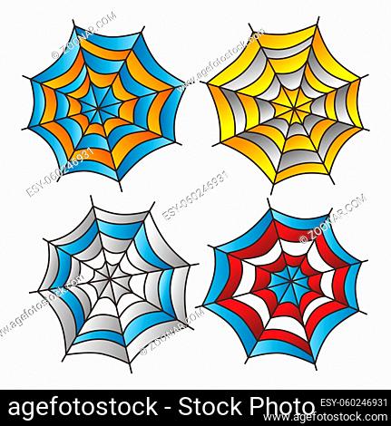 color retro spiderweb theme vector art illustration