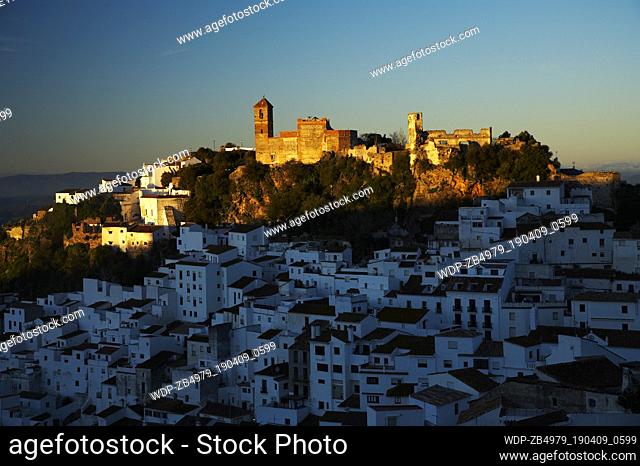 Dawn Light Casares white hill town Andalucia Costa del Sol Malaga Province Spain