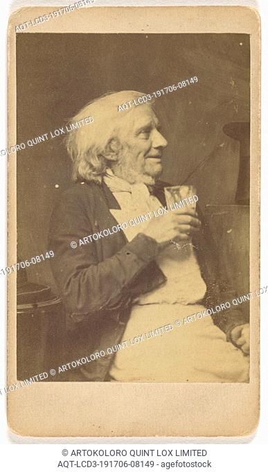Seated Elderly Man Holding a Glass, Oscar Gustave Rejlander (British, born Sweden, 1813 - 1875), about 1862, Albumen silver print, 8.6 × 5