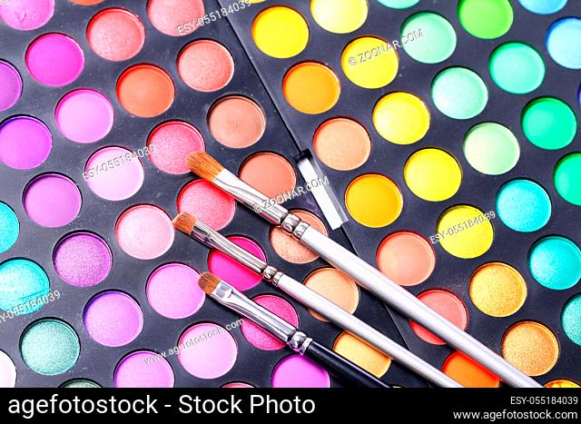 Close up of colorful eyeshadows