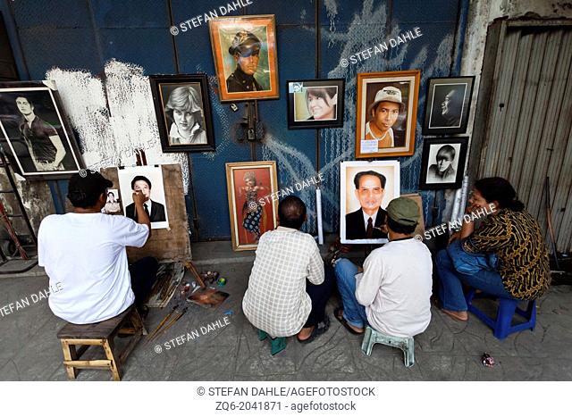 Portrait Artist in the Streets of Jakarta, Indonesia