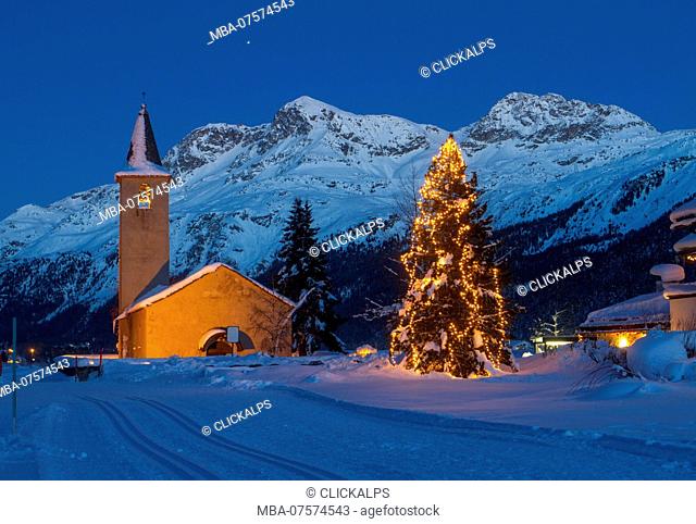 Christmas in Engadin at Baselga di Sils, Switzerland, Europe