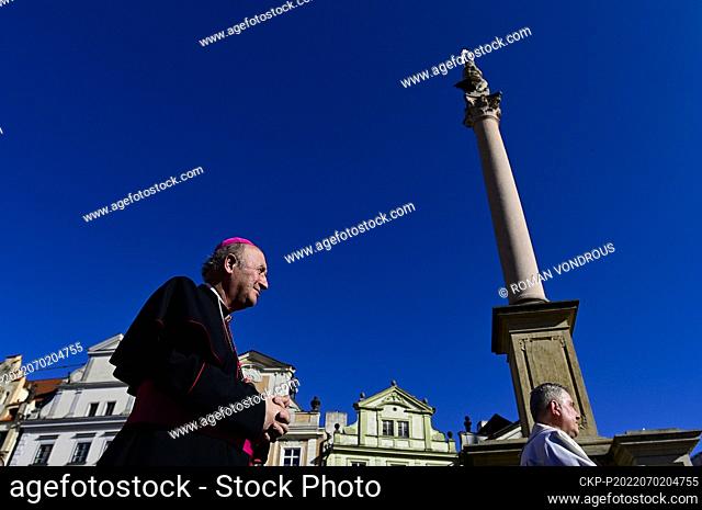 The new Archbishop of Prague Jan Graubner arrives at the Marian Column on Old Town Square and then visits the Church of Our Lady before Tyn, July 2, 2022
