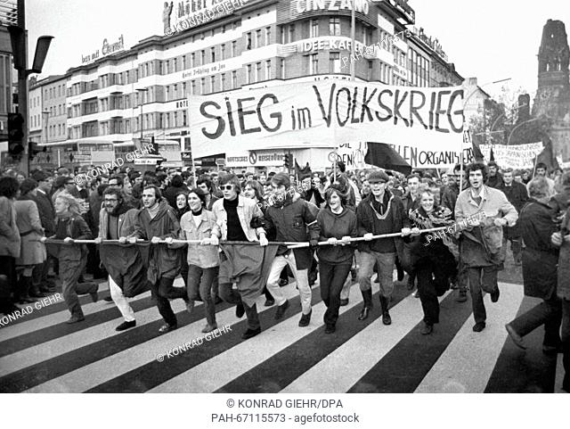 About 6, 000 people demonstrate against Vietnam War in Berlin on 15 November 1969. The demonstration led from Herrmannplatz in Neukoelln towards the inner city