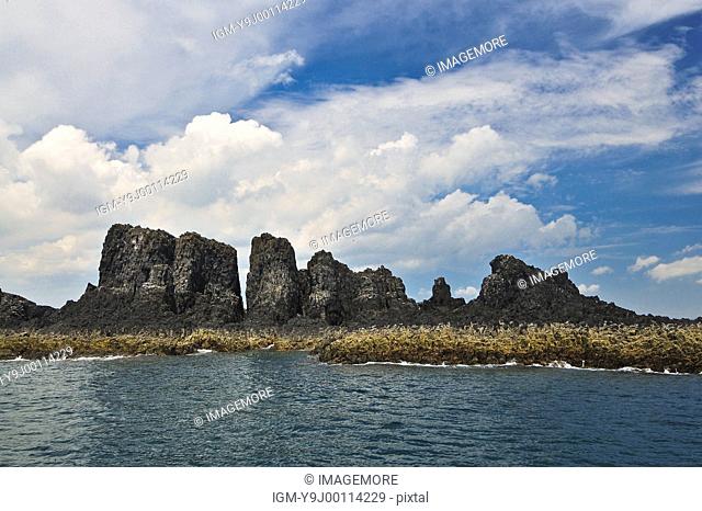 Penghu, Taiwan, Asia, Seascape, Sea-Eroded Rock, Column basalt