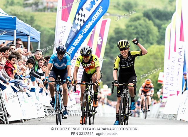 Amanda Spratt winner of the 2nd stage of UCI women cycling race Emakumeen Bira, at the Basque Country. Stage finished in Amasa, Villabona, Basque Country, Spain