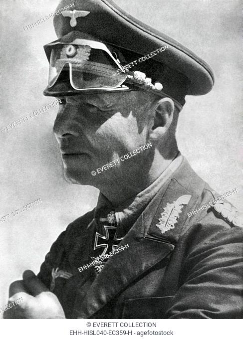 Field Marshal Erwin Rommel in North Africa, Jan. 1942. He wears his Knight's Cross of the Iron Cross with Oak Leaves and Swords