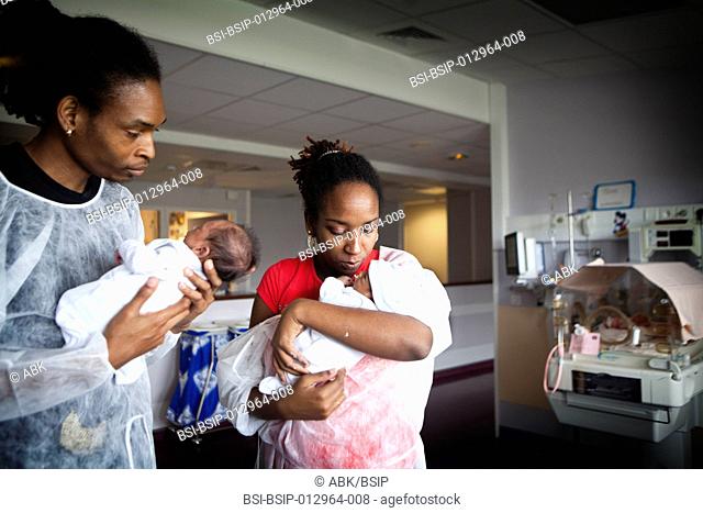 Photo essay at Saint Maurice hospital in France. Department of neonatology one week after the birth of the twins