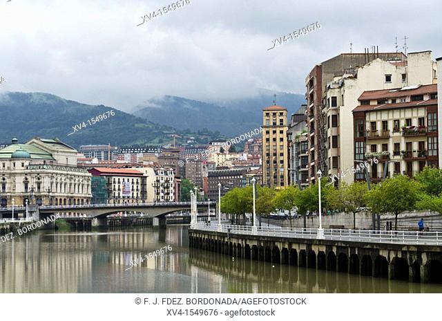 Arenal bridge  Bilbao Cityscape  Basque country, Spain