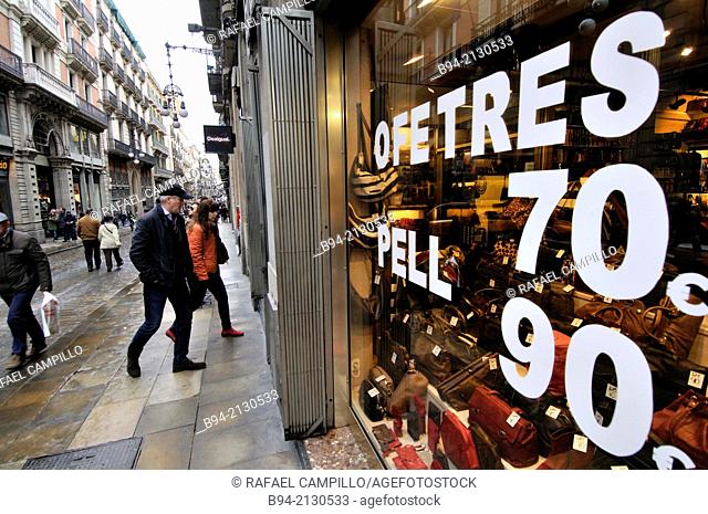 Shop with discounts, Carrer Ferran street, Gothic area, Ciutat Vella district, Barcelona, Catalonia, Spain