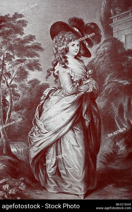 Die Herzogin von Devonshire nach einem Gemälde von Thomas Gainsborough, Georgiana Dorothy Cavendish, Duchess of Devonshire, 7. Juni 1757, 30