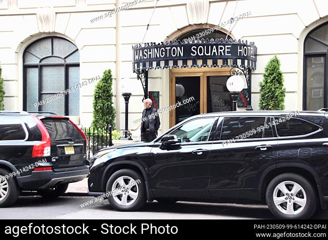 18 April 2023, USA, New York: View of the entrance to the Washington Square Hotel from the street. For 50 years, Rita Paul, now 96