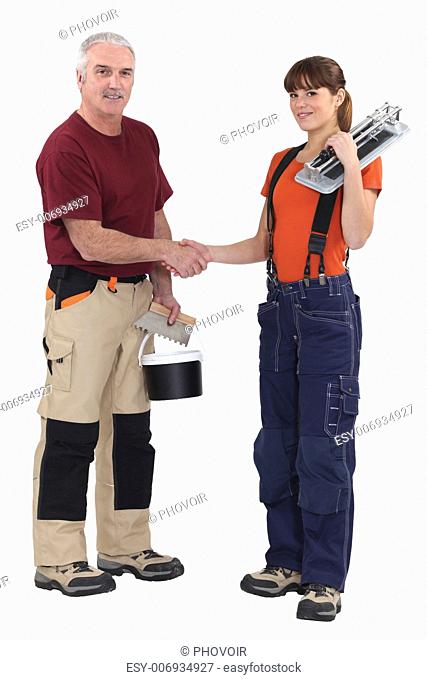 Tradespeople forming a partnership