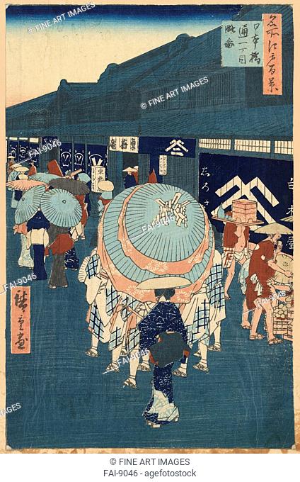 View of the First Street on Nihonbashidori (One Hundred Famous Views of Edo). Hiroshige, Utagawa (1797-1858). Colour woodcut. The Oriental Arts