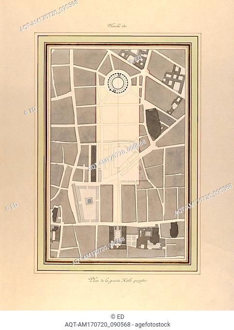 Drawings and Prints, Drawing, La Halle aux Blés, Street Plan, Artist, Pierre François Léonard Fontaine, French, Pontoise 1762–1853 Paris, Fontaine