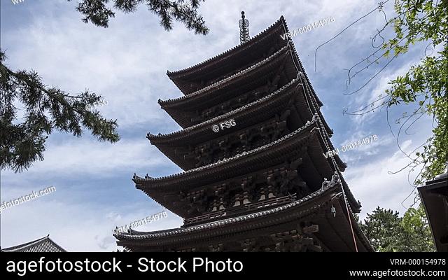 East pagoda in Yakushi-ji buddhist temple. Nara, Japan